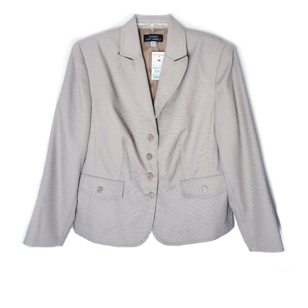 Giorgio Sant'Angelo NWT Women's Tan White Blazer Suit Jacket Size 16W